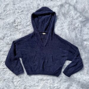 Pilcro Navy V-Neck Hooded Sweater